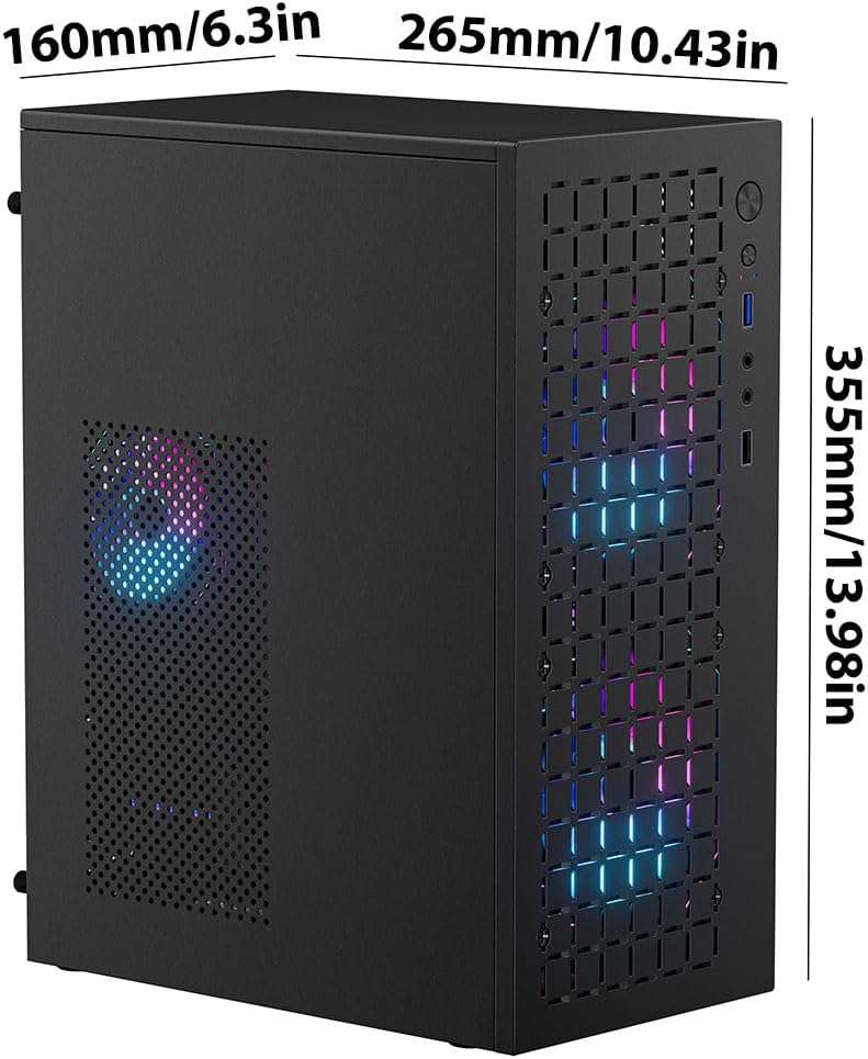 JOYJOM Micro ATX Case PC Case: MATX Case Mini PC ITX Desktop Computer Case Support Micro ATX MATX DTX ITX Mini PC with USB3.0, Support 3.5'' HDD (Black) - Image 3